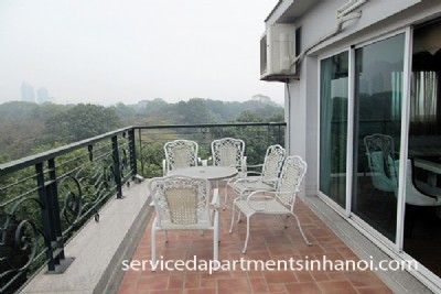 A one bedroom penhouse apartment with big terrace for rent in Ba Dinh