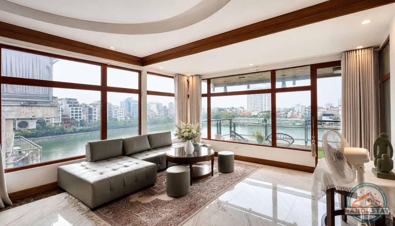 BEAUTIFUL Lake View Apartment in XUAN DIEU AREA, Tay Ho, HUGE BALCONY 3