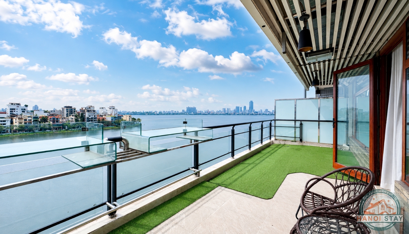 BEAUTIFUL Lake View Apartment in XUAN DIEU AREA, Tay Ho, HUGE BALCONY 6