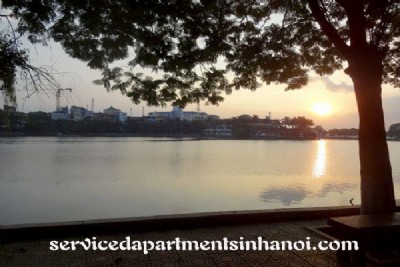 Beautiful lake view serviced one bedroom apartment in Truc bach area.