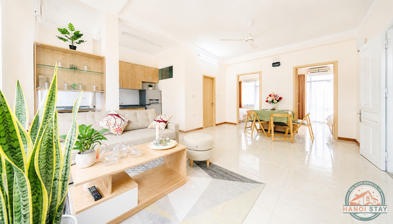 Bright & Well-Designed 2 Bedroom Apartment for rent near Hoang Hoa Tham str, Ba Dinh 2