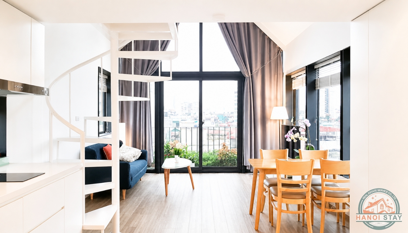 DUPLEX APARTMENT FOR RENT NEAR HOANG HOA THAM STR, BA DINH 1