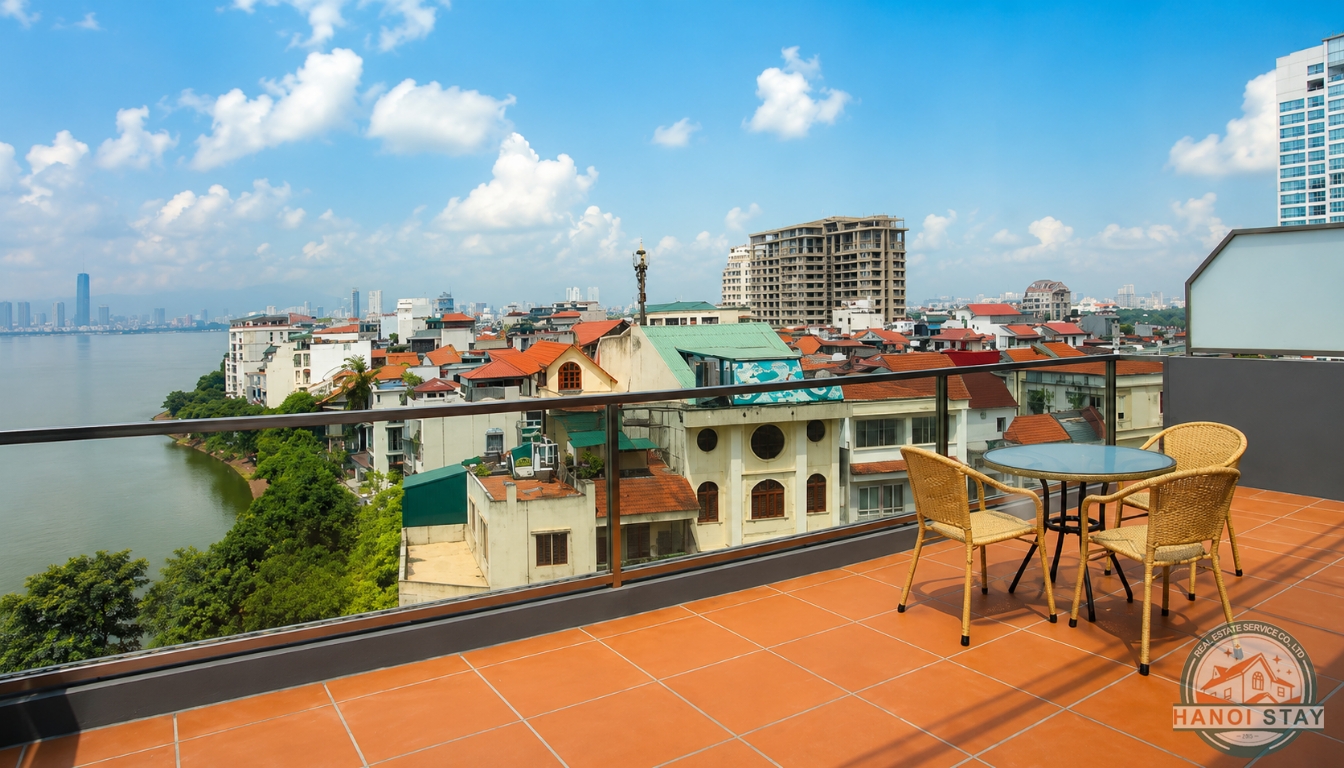 Enormous Balcony, Lake View, Stunning 2 BR Apartment for rent in Tay Ho District 2