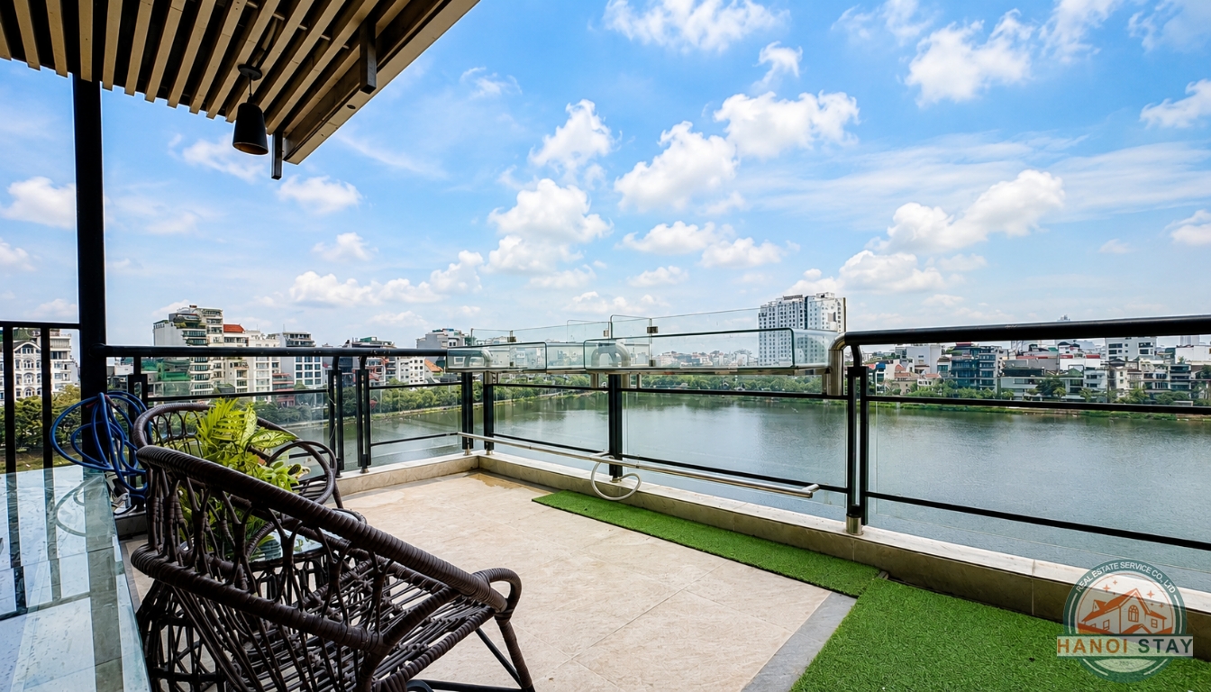 Lake View Apartment for Rent in Tay Ho with A Big Balcony 1