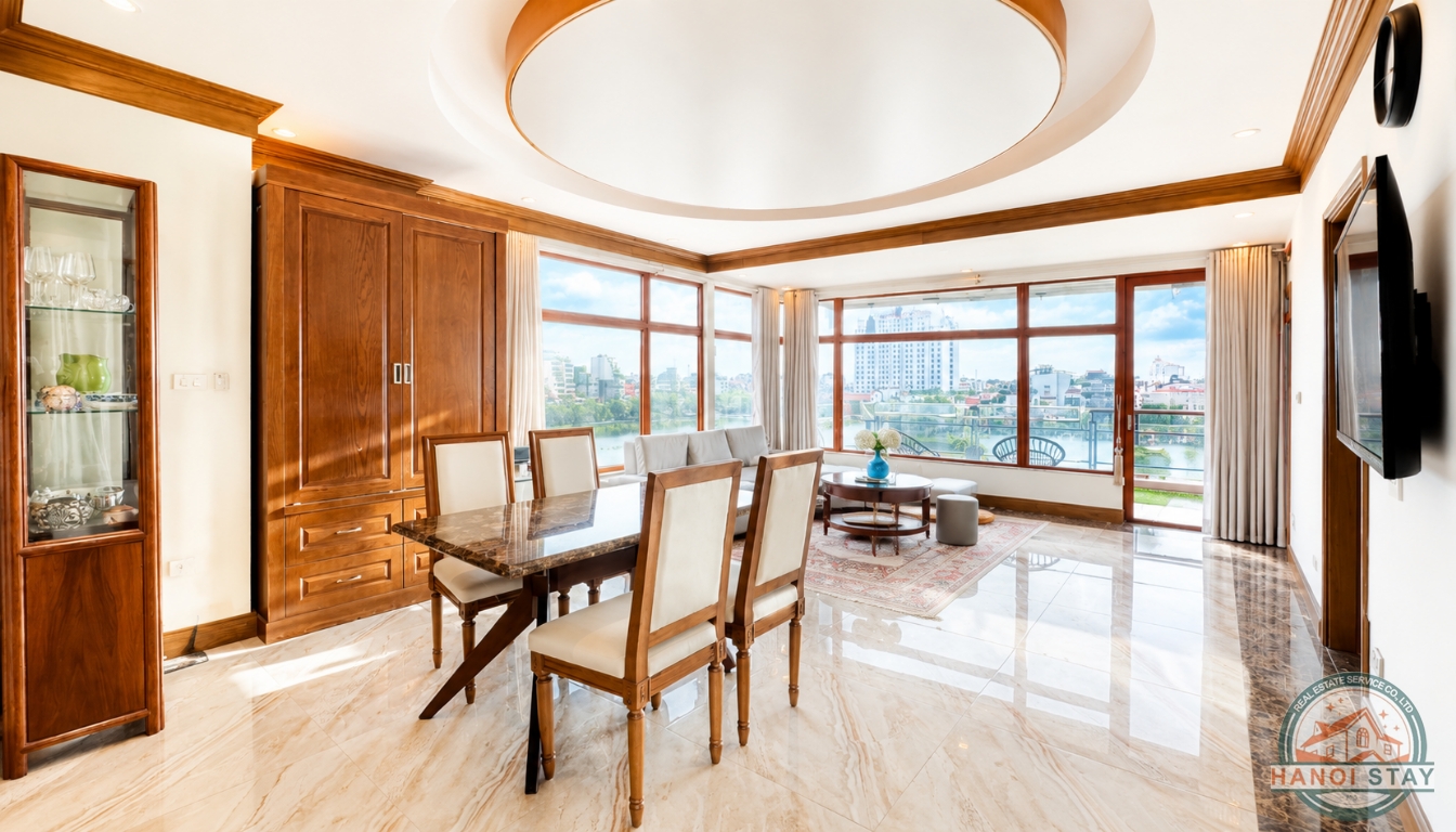 Lake View Apartment for Rent in Tay Ho with A Big Balcony 1