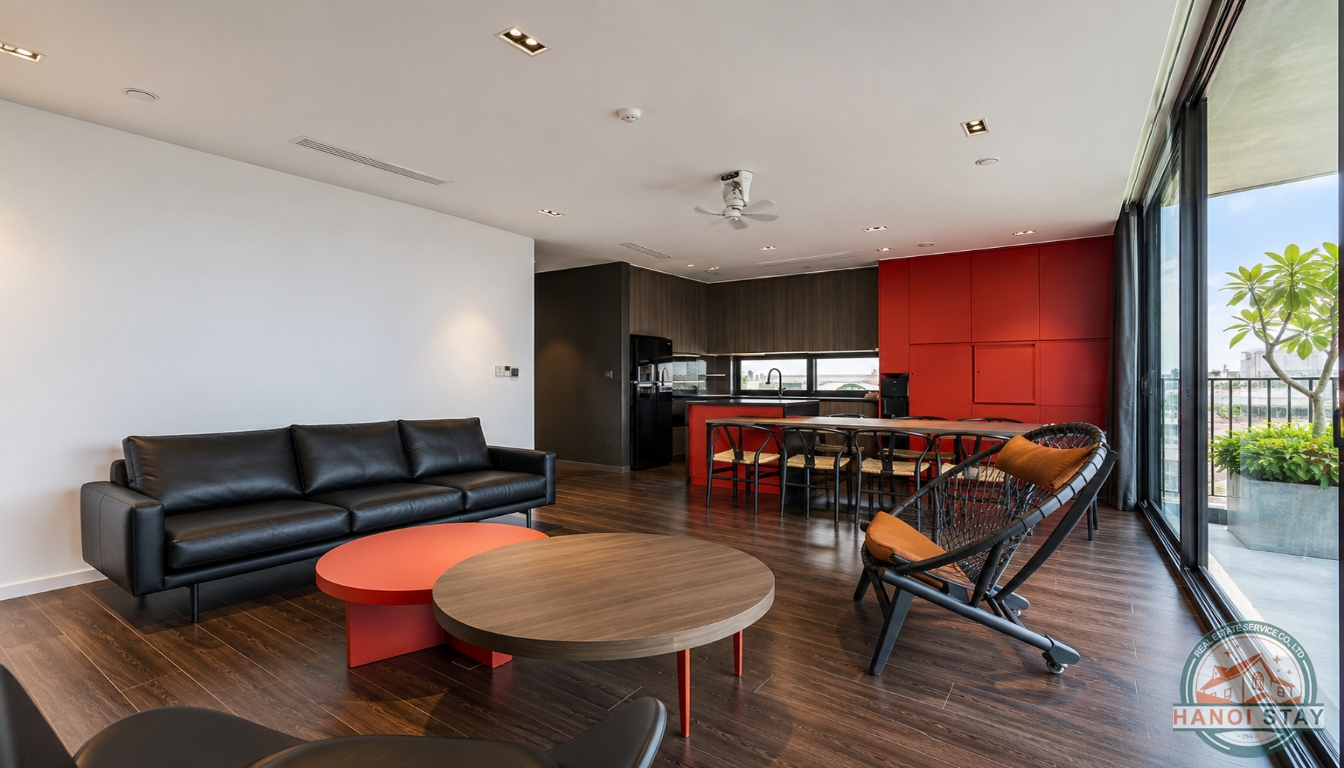 Sleek & Stylish: 3-Bedroom Apartment for Rent in To Ngoc Van with Green Views 3