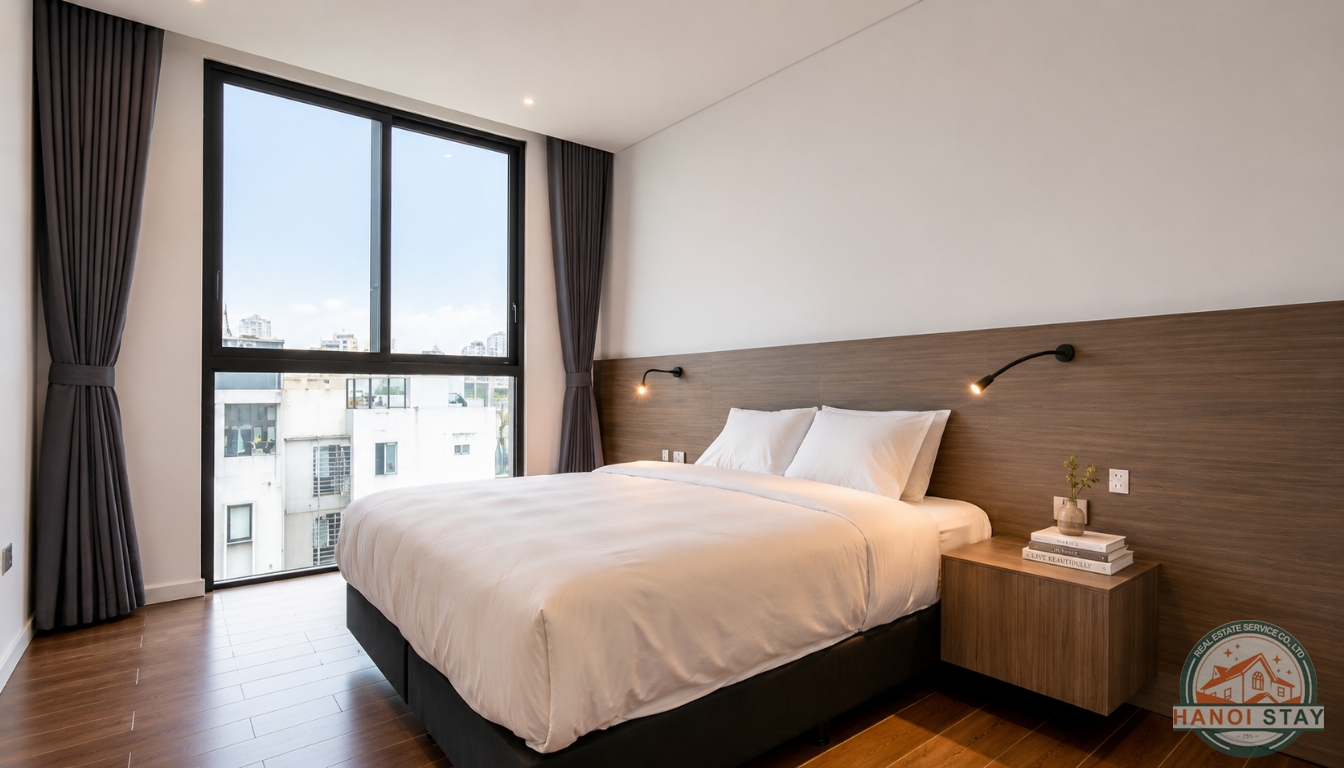 Sleek & Stylish: 3-Bedroom Apartment for Rent in To Ngoc Van with Green Views 10